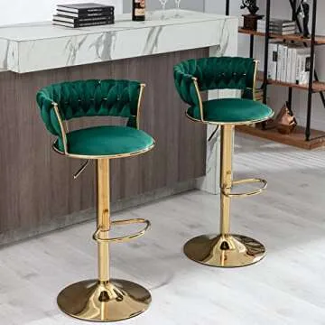 Stylish Velvet Swivel Barstools - Set of 2 for Modern Elegance
