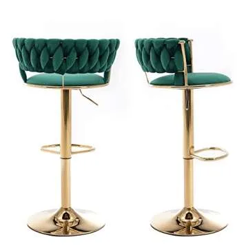 Velvet Swivel Barstools Set - Elegant & Adjustable