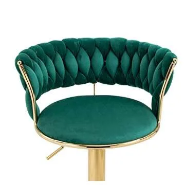 Velvet Swivel Barstools Set - Elegant & Adjustable