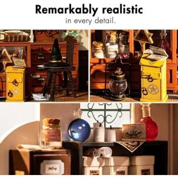 Rolife DIY Miniature House Kit Magic House, Tiny House Kit for Adult to Build, Mini House Making Kit with Furniture, Halloween/Christmas Decorations/Gifts for Family and Friends(Kiki's Magic Emporium)