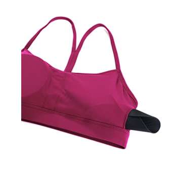 CRZ YOGA Butterluxe Womens Y Back Sports Bra - Padded Racerback Low Impact Spaghetti Thin Strap Workout Yoga Top Magenta Purple X-Small