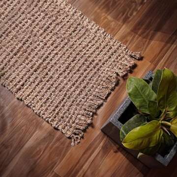 Hausattire Hand Woven Jute Runner Area Rug 2'x5' - Natural,Reversible Farmhouse Boho Rustic Area Runner Rugs for Hallway, Kitchen,Living Room,Bedroom|Decorative Floor Rugs-24x60 Inches