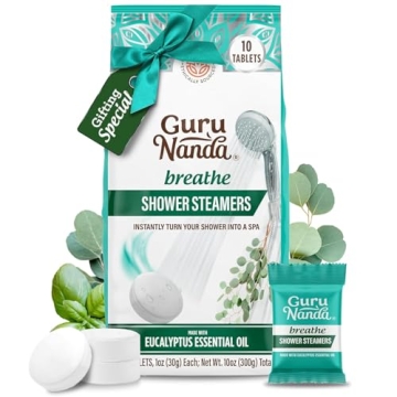 GuruNanda Breathe Shower Steamers for Aromatherapy 10 Pack, Relaxation Gifts for Women & Men with Es...