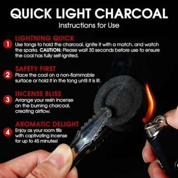 Charcoal Tablets for Incense– Quick Light Charcoal Tablets – Charcoal Disk Lights – 33 mm Resin Burner Rolls – – Charcoal Burner - Instant Fire Coal Tablet (100 Count (Pack of 1))