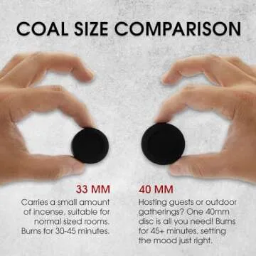 Charcoal Tablets for Incense– Quick Light Charcoal Tablets – Charcoal Disk Lights – 33 mm Resin Burner Rolls – – Charcoal Burner - Instant Fire Coal Tablet (100 Count (Pack of 1))