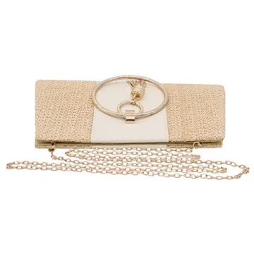 Elegant Puedo Evening Clutch - Stylish Straw Crossbody Bag