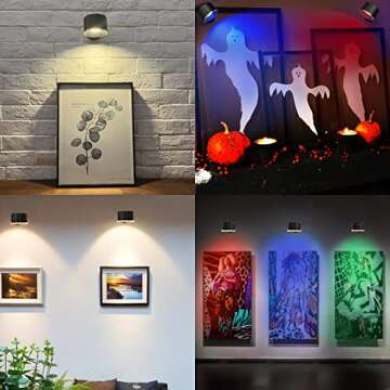 Speclux LED Wall Mounted Reading Lights, Wall Sconce 4 Color Modes & 3 Brightness, 2 Pack Wall Lights Rechargeable Battery Operated 360°Rotate Cordless Multifunctional Magnetic Wall Lamp with Remote