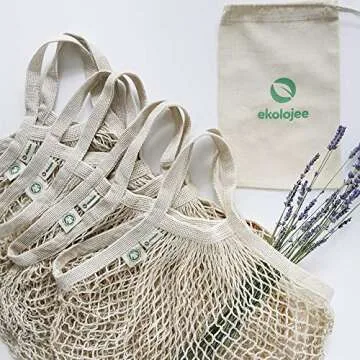 EKOLOJEE Reusable Produce Net Bags - Eco-Friendly 4 Pack