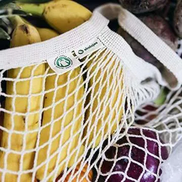 EKOLOJEE Reusable Produce Net Bags - Eco-Friendly 4 Pack