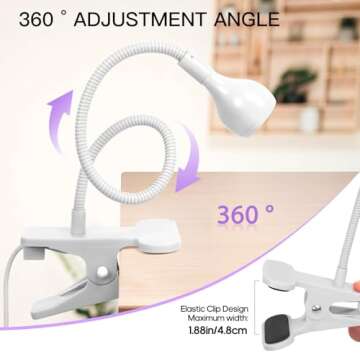 AORAEM LED Nail Lamps 3W Flexible Gooseneck Lamp Quicky Dry Nail Manicure Dryer Gel Polish Curing Light Plug Play Portable Flash Cure Light for Gel Nails Home DIY Professional Nail Tools White