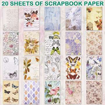 Vintage Washi Stickers for Journaling - Ephemera Sticker Book for Journaling with 402 Vintage Stickers & 20 Scrapbook Papers. Junk Journal Supplies, Scrapbooking Supplies for DIY Paper Crafts