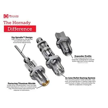 Hornady Custom Grade New Dimension 2-Die Set, 300 Win MAG (.308) (546352) - Caliber Specific Reloading Equipment for Handloaders with Full Length Sizer Die, Seating Die, Sure-Loc Rings, & Storage Box