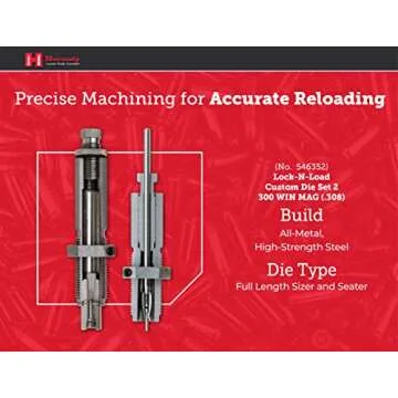Hornady Custom Grade New Dimension 2-Die Set, 300 Win MAG (.308) (546352) - Caliber Specific Reloading Equipment for Handloaders with Full Length Sizer Die, Seating Die, Sure-Loc Rings, & Storage Box