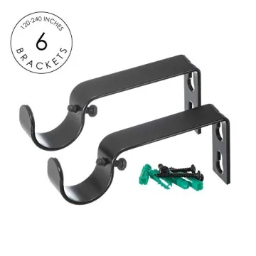 Ivilon Drapery Rod - 120 to 240 Inch Black Square Design