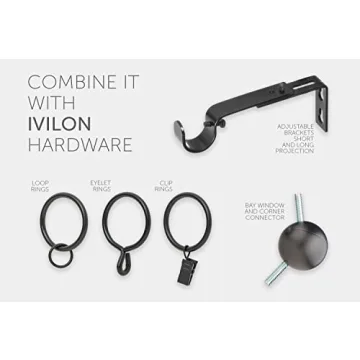 Ivilon Drapery Rod - 120 to 240 Inch Black Square Design