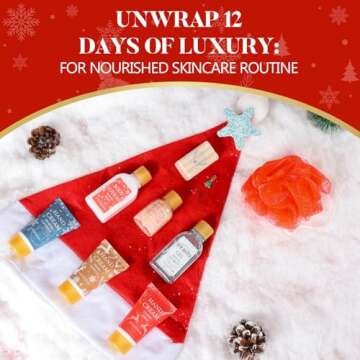 Advent Calendar Holiday Gifts 2025, 12 Pcs Spa Gift Set for Women, Christmas Gift for Women with Chr...