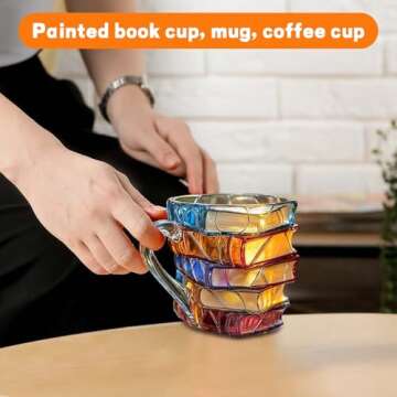 ARUTOOY Painted Book Mug - Unique Coffee Mugs for Book Lovers