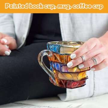 ARUTOOY Painted Book Mug - Unique Coffee Mugs for Book Lovers