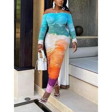 Elegant Off The Shoulder Ruched Maxi Dress for Women