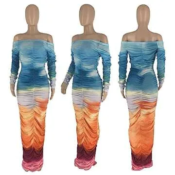 Elegant Off The Shoulder Ruched Maxi Dress for Women