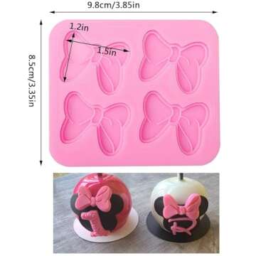 2 Pack Bows Silicone Fondant Molds Sugar Candy Cake Pop Mouse Bow Cartoon Butterfly Tie Craft Molds ...