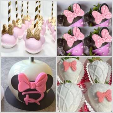 2 Pack Bows Silicone Fondant Molds Sugar Candy Cake Pop Mouse Bow Cartoon Butterfly Tie Craft Molds DIY Birthday Party Cake Decorating