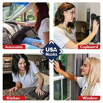 USANOOKS Microfiber Cleaning Cloths - Ultra-Absorbent 12-Pack