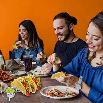 Taco Holders with Salad Cup set of 3,Stainless Steel Taco Shell Holder Stand,Taco Tray Plates for Taco Bar Gifts Accessories,Holds 4 Tacos Each,Oven Safe for Baking, Dishwa sher and Grill Safe