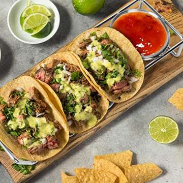 Taco Holders with Salad Cup set of 3,Stainless Steel Taco Shell Holder Stand,Taco Tray Plates for Taco Bar Gifts Accessories,Holds 4 Tacos Each,Oven Safe for Baking, Dishwa sher and Grill Safe