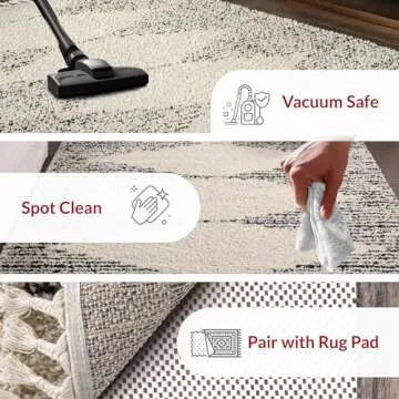 nuLOOM Bria Moroccan Shag Tasseled Area Rug - 8 Square Shag Area Rug Modern/Contemporary Off-White/Charcoal Rugs for Living Room Bedroom Dining Room Nursery