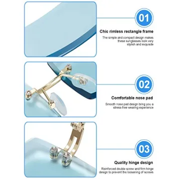 Stylish 3 Pairs Rimless Sunglasses for Summer Fashion