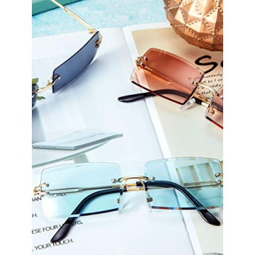 Stylish 3 Pairs Rimless Sunglasses for Summer Fashion