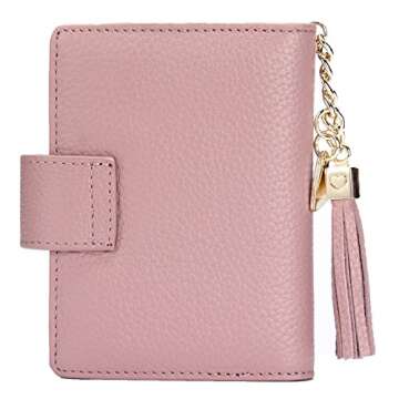 ZOOEASS Women's Mini Credit Card Case Wallet with ID Window and Card Holder purse 9 Colors(Pink)