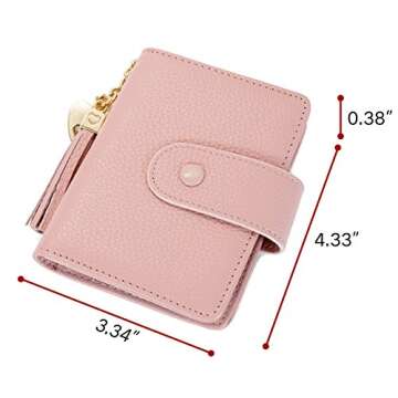 ZOOEASS Women's Mini Credit Card Case Wallet with ID Window and Card Holder purse 9 Colors(Pink)