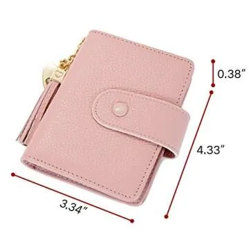 ZOOEASS Women's Mini Credit Card Case Wallet with ID Window and Card Holder purse 9 Colors(Pink)