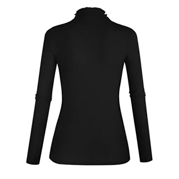 POPZONE Women's Mockneck Ribbed Tee in Black