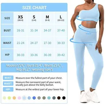 Sportneer Workout Sets for Women 2 Piece, Ribbed Seamless Cute One Shoulder Sports Bra and High Waisted Leggings Matching Gym Yoga Set Outfits Work Out Set Sky Blue L