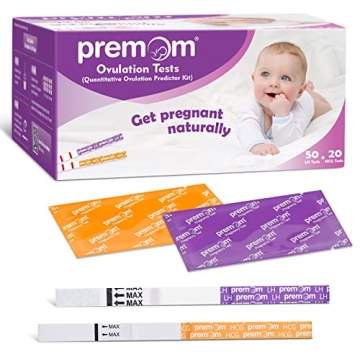 Premom Ovulation & Pregnancy Test Kit: 50 Quantitative Ovulation Strips & 20 Early Pregnancy Detctio...