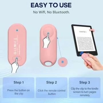Oresoc RF Remote Control Page Turner for Kindle Paperwhite,Kindle Accessories Remote Photo and Video for E-Book iPhone iPad Android Tablets Reading Novels Comics Remote Control Extenders(Pink)