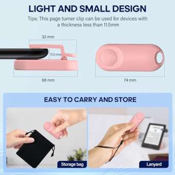 Oresoc RF Remote Control Page Turner for Kindle Paperwhite,Kindle Accessories Remote Photo and Video for E-Book iPhone iPad Android Tablets Reading Novels Comics Remote Control Extenders(Pink)