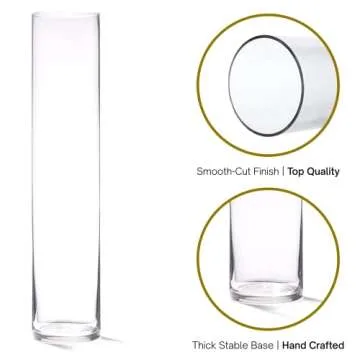 4E's Novelty 16 Inch Tall Cylinder Glass Vase, 3.5" Wide - Clear Glass Vase for Centerpiece, Floor Vase, Flowers, Candle Holder, Wedding Table Decor