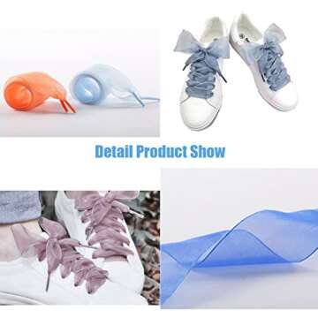 YFLY Shoe Laces, Soft Casual Flat Satin Ribbon Shoelaces Sneaker Shoestrings for Women Girls