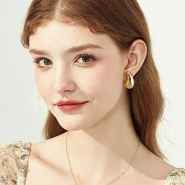 DLINLOLA Gold Hypoallergenic Chunky Hoop Earrings for Women