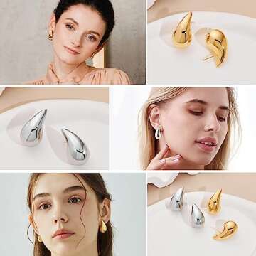 DLINLOLA Gold Hypoallergenic Chunky Hoop Earrings for Women