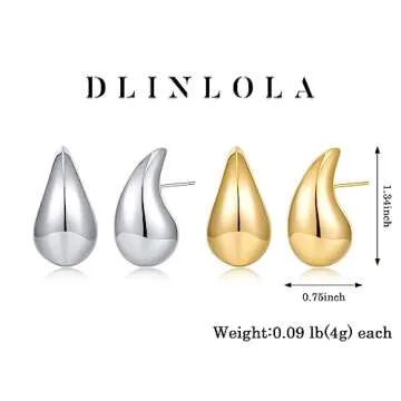 DLINLOLA Gold Hypoallergenic Chunky Hoop Earrings for Women