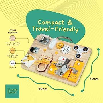 Jumble Dream Wooden Busy Board Montessori Toys for Toddlers and Educational Sensory Busy Board Autism Products & ADHD Activity Board for Learning - Kids Travel Toys for Toddlers Age 1 2 3 4 Years