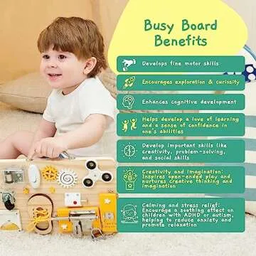 Jumble Dream Wooden Busy Board Montessori Toys for Toddlers and Educational Sensory Busy Board Autism Products & ADHD Activity Board for Learning - Kids Travel Toys for Toddlers Age 1 2 3 4 Years