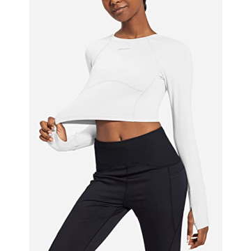 BALEAF Women's Long Sleeve Crop Top for All Activities