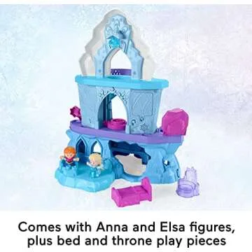 Disney Frozen Toy, Little People Playset with Anna and Elsa Toys Lights and Music for Toddlers, Elsa's Enchanted Lights Palace