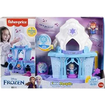 Disney Frozen Toy, Little People Playset with Anna and Elsa Toys Lights and Music for Toddlers, Elsa's Enchanted Lights Palace